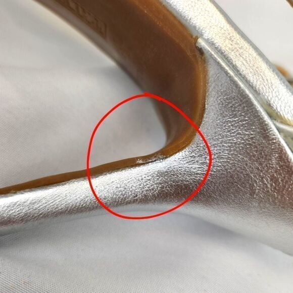 Talbots Silver Tone Metallic Strappy Stiletto Heel Ankle Strap Sandals Size 8.5 - Picture 10 of 13